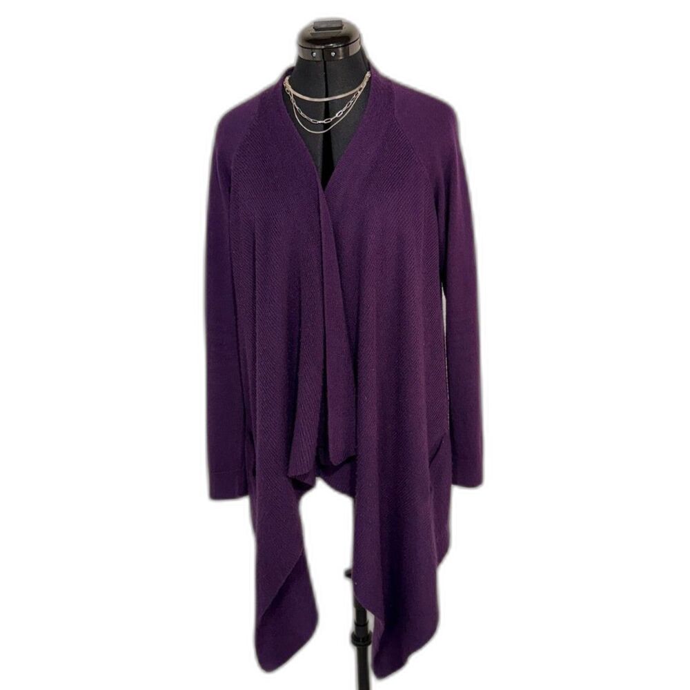 Sweet Romeo Purple Draped Open Front Cardigan
